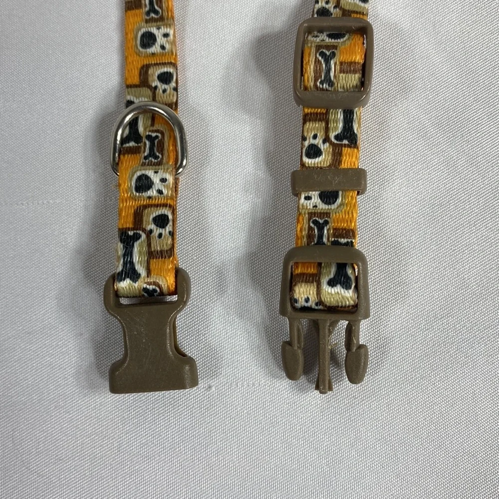 Dog Bone & Puppy Paw Design Puppy Small Animal Collar X-Small